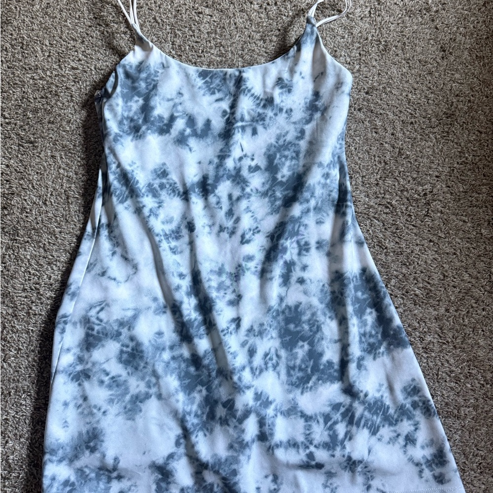Abercrombie and Fitch Tie-Dye Slip Dress in White and Gray